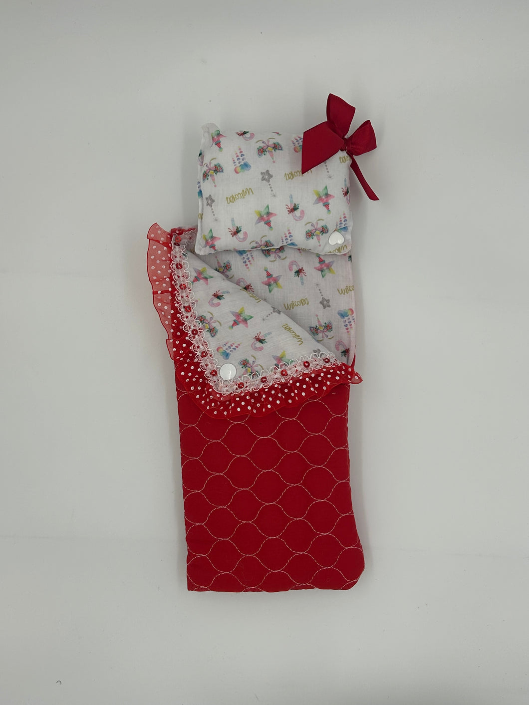 11 inch Barbie Sized Gorgeous Red Sleeping Bag