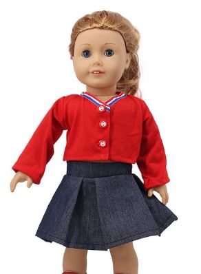 18 inch Cardigan & Denim Skirt for Our Generation Doll