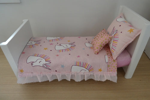 White Wooden Handmade Barbie Dolls Bed