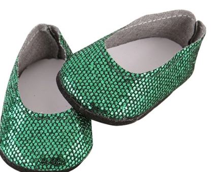 Green Shimmery shoes for Our Generation sized dolls 18 inch