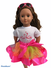 Load image into Gallery viewer, 18 inch Flamingo top &amp; Skirt Set for Our Generation sized Dolls