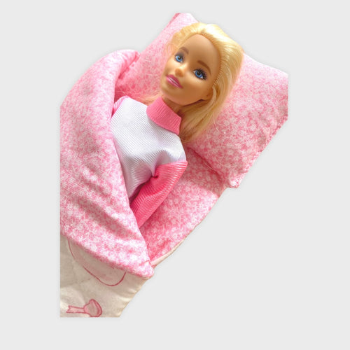 Pink Ballet Patterned sleeping bag for 11 inch dolls.