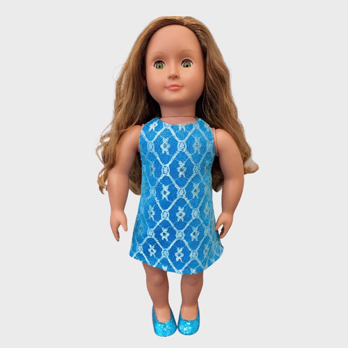 18 inch Blue lace dress and shoes set