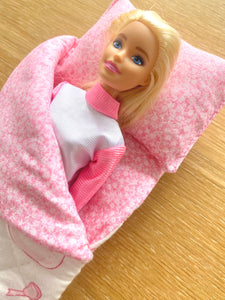 Pink Ballet Patterned sleeping bag for 11 inch dolls.